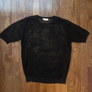 EDUN Black Mesh Knit Top